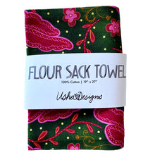 Load image into Gallery viewer, Sari Floral Tea Towel - Green Colorway