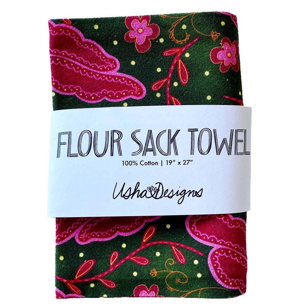 Sari Floral Tea Towel - Green Colorway